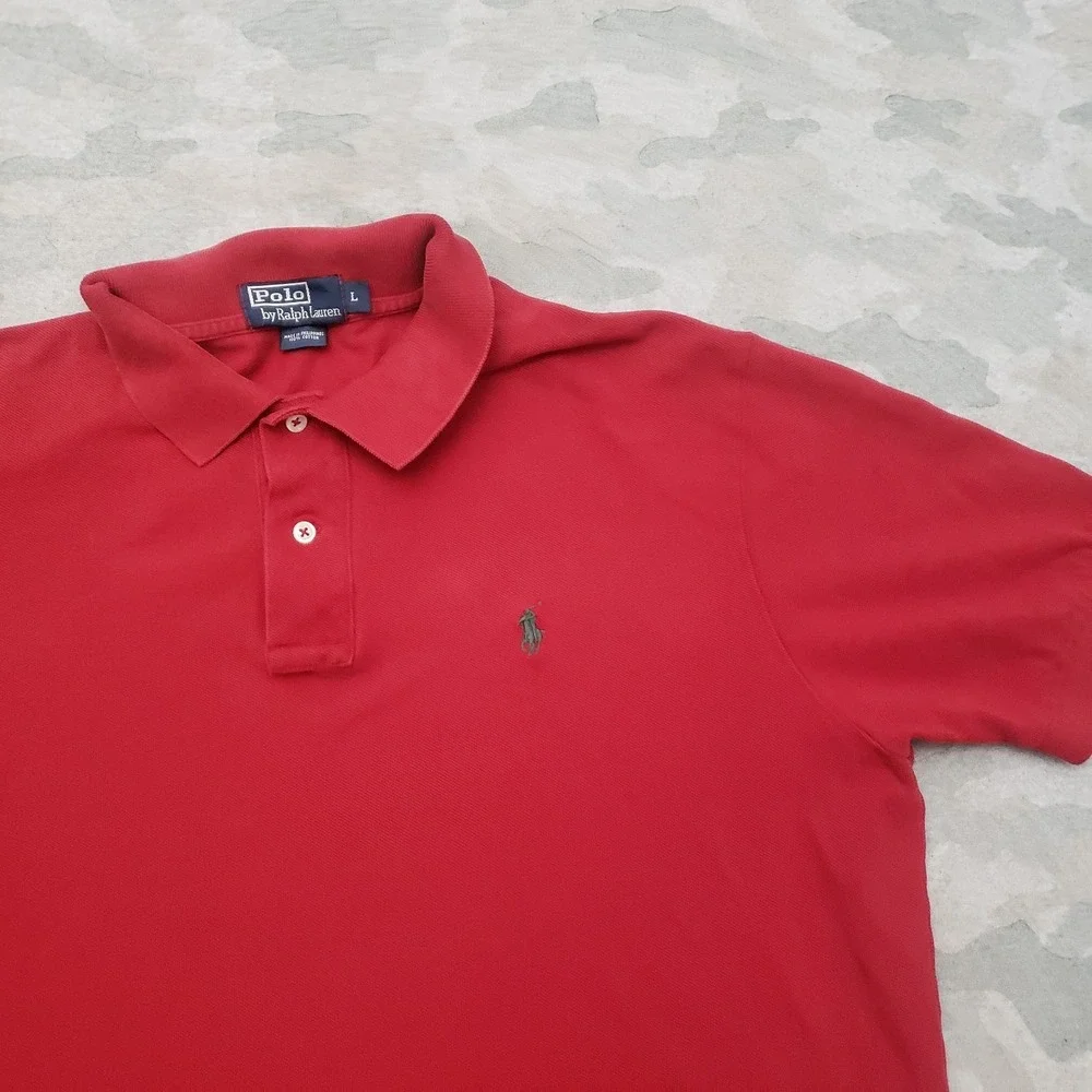 Vintage Polo Ralph Lauren Polo Shirt Mens Large Red Short Sleeve Preppy